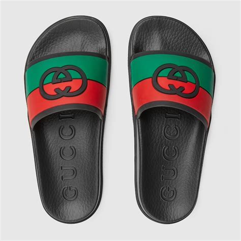 gucci green and red slides|green gucci platform slides.